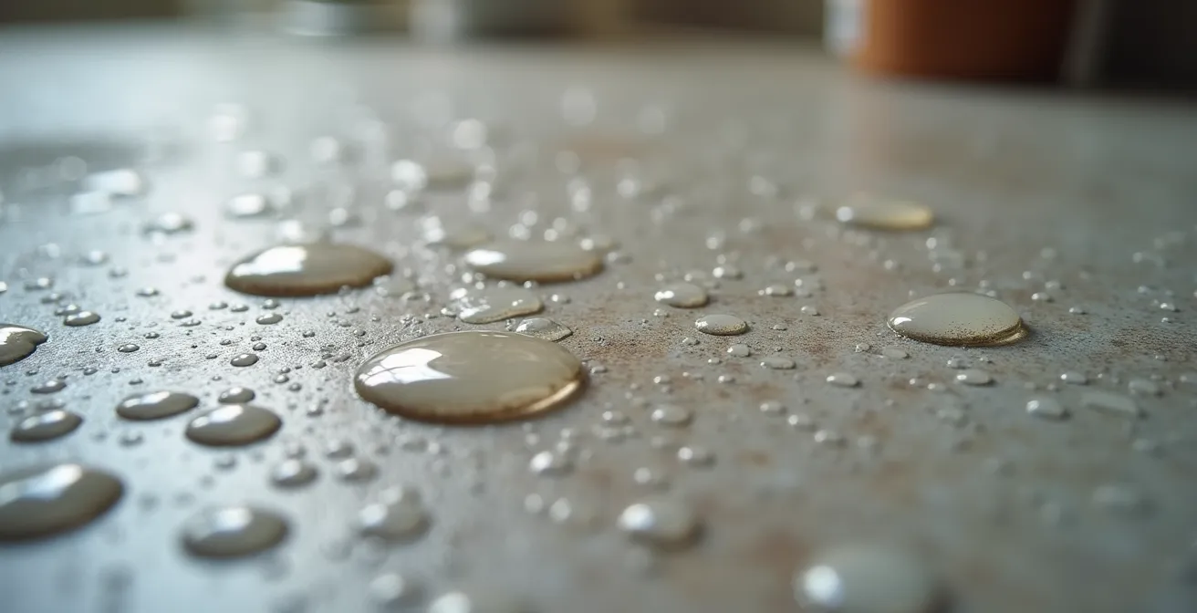 Salle de bain moderne avec béton ciré appliqué sur les murs et le sol d'une douche à l'italienne