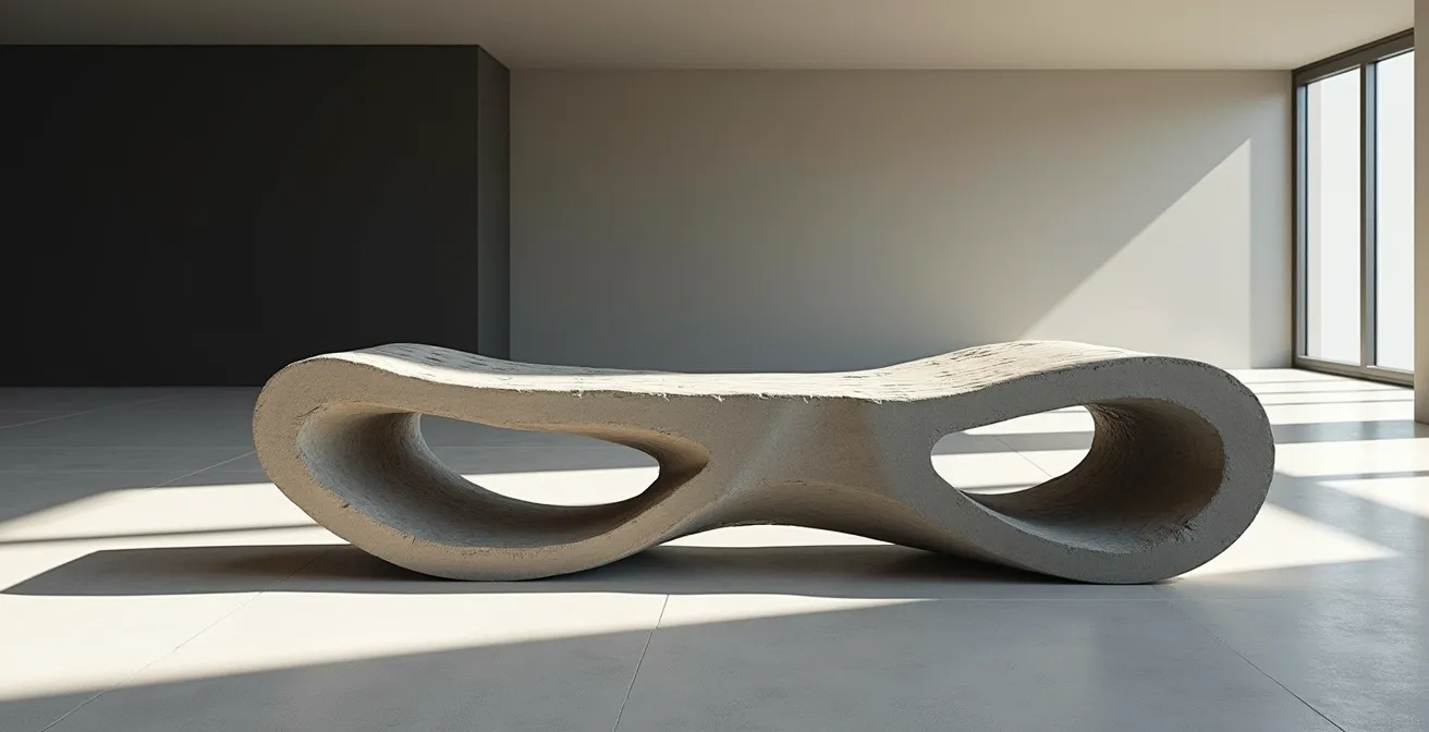 Mobilier urbain en béton imprimé 3D aux formes organiques