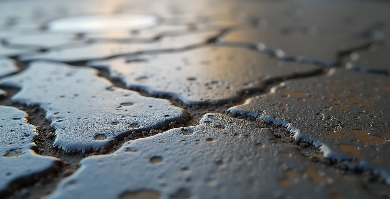 Intérieur moderne avec béton ciré du sol au plan de travail créant une continuité visuelle