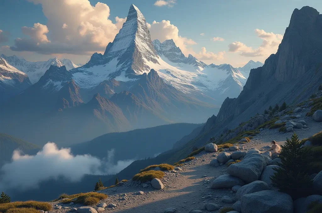 Miroir ancien à cadre oxydé reflétant la végétation dans un angle de jardin créant une illusion de profondeur