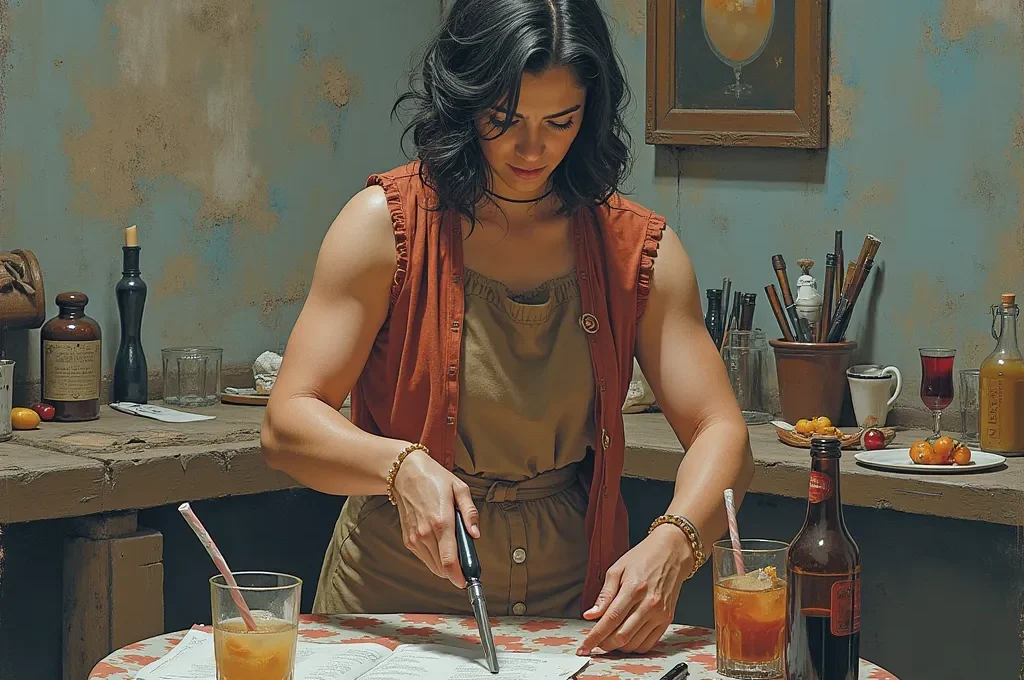 Un tabouret en béton sur lequel sont posés un plaid en laine épaisse et un coussin en lin, dans un coin de salon chaleureux.