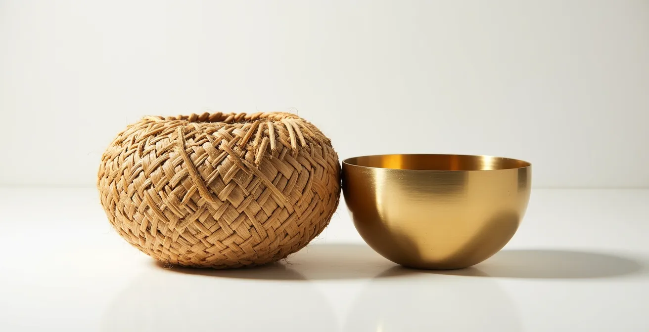 Evolution visuelle du himmeli de la paille traditionnelle au laiton contemporain