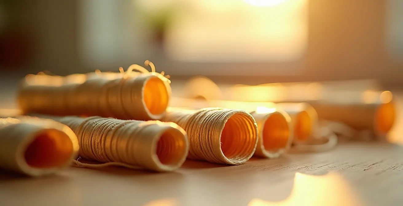 Kit de fabrication himmeli avec tubes en laiton et fil disposés sur plan de travail