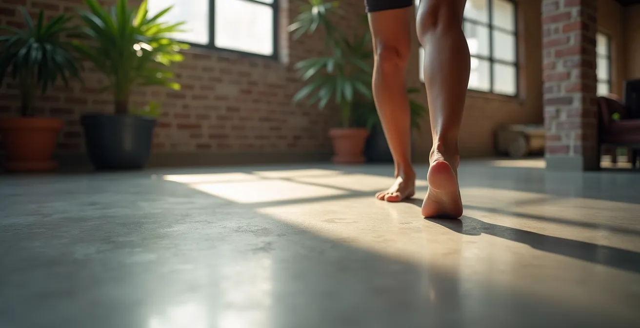 Sol en béton ciré avec finition industrielle montrant les nuances et la texture caractéristique